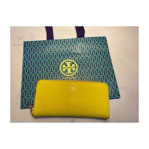 Tory Burch Yellow Leather Purse Wallet